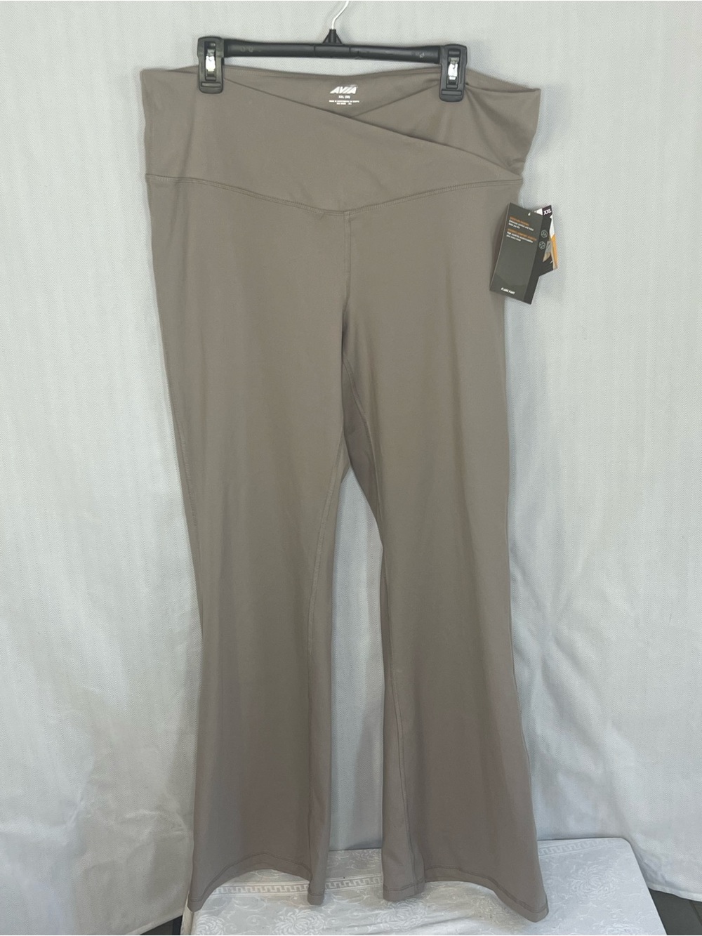 Avia Flare Leggings Soft Sculpt Taupe Gray High Waistband Yoga Athletic XXL